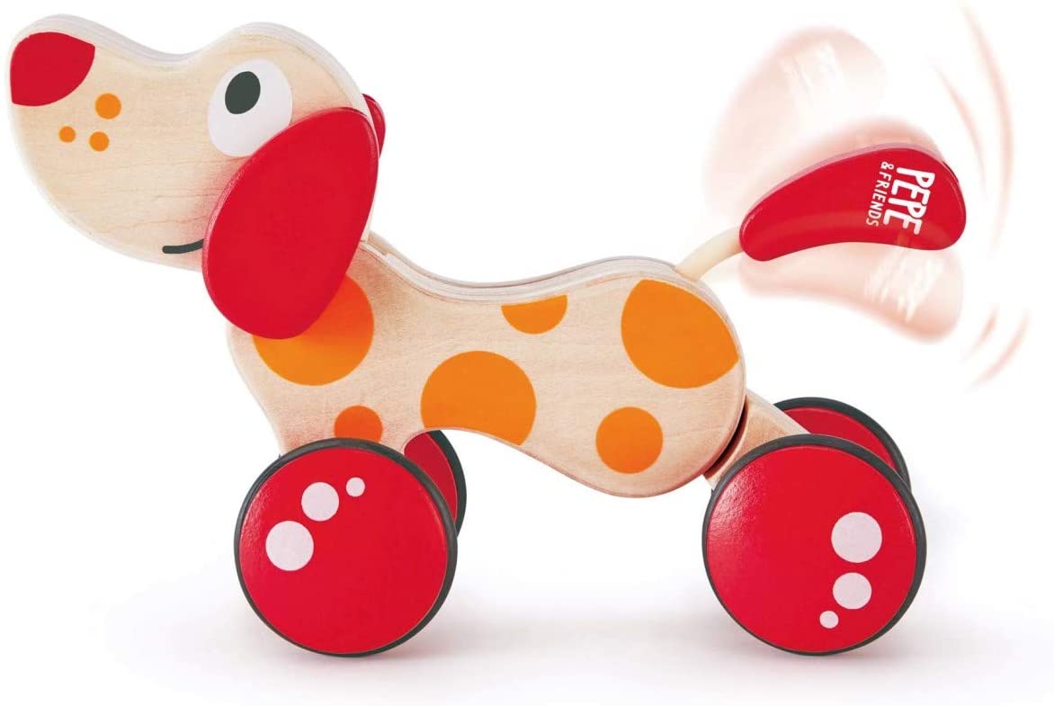 Walk-A-Long Puppy Wooden Pull Toy by Hape | Award Winning Push Pull Toy Puppy For Toddlers Can Sit, Stand and Roll. - Abesons 
