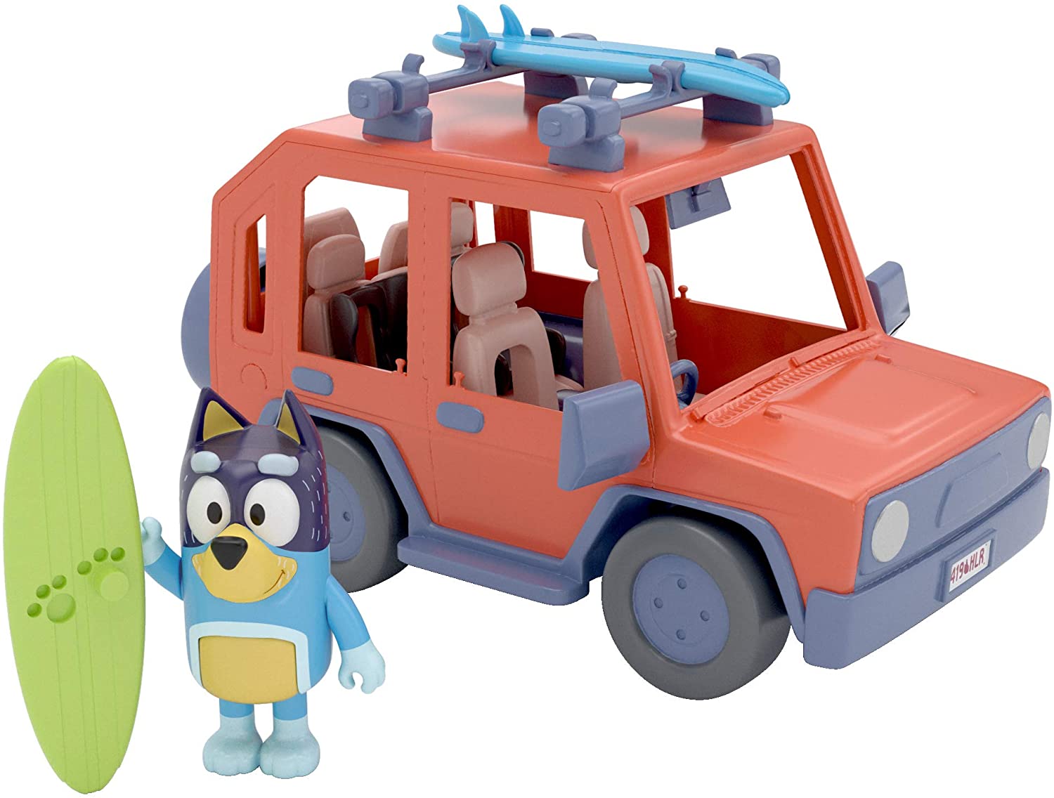 Bluey, 4WD Family Vehicle, with 1 Figure and 2 Surfboards | Customizable Car - Adventure Time | for Ages 3+ - Abesons 