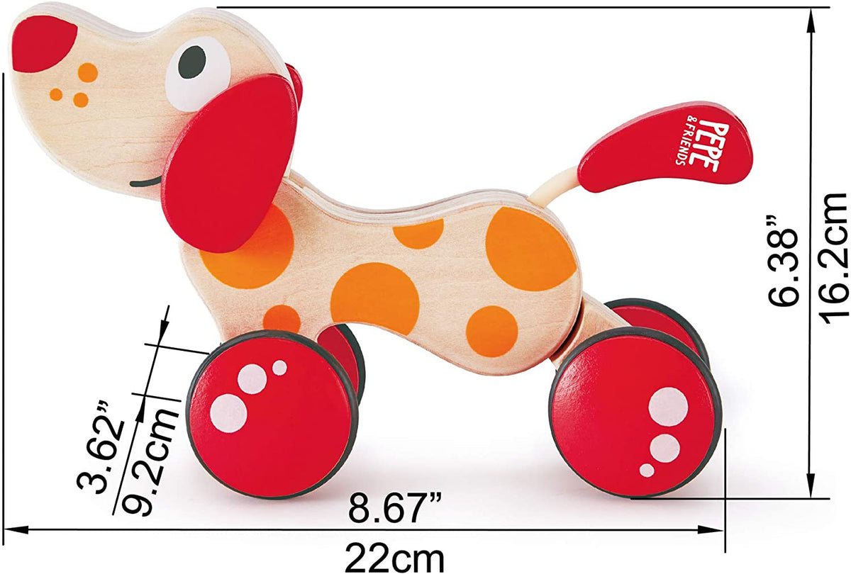 Walk-A-Long Puppy Wooden Pull Toy by Hape | Award Winning Push Pull Toy Puppy For Toddlers Can Sit, Stand and Roll. - Abesons 