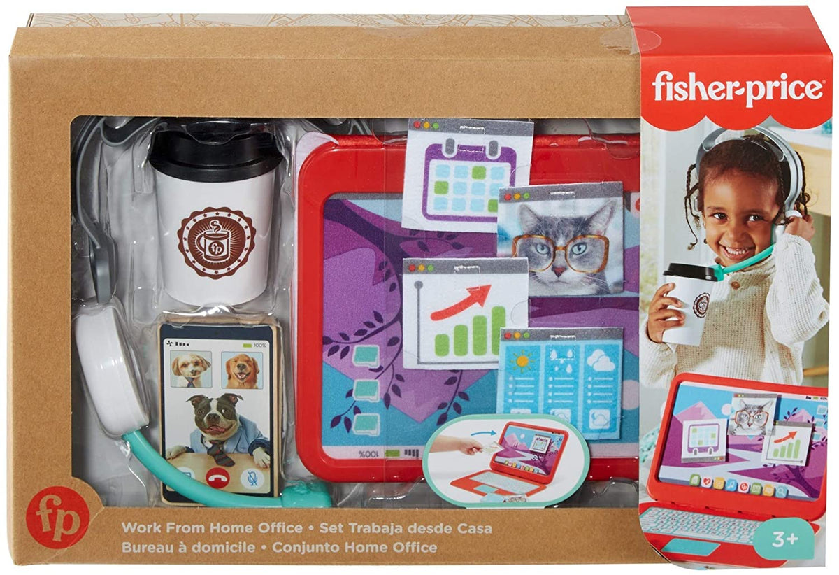 Fisher-Price My Home Office, pretend work station 8-piece play set for preschool kids ages 3 years and up - Abesons 