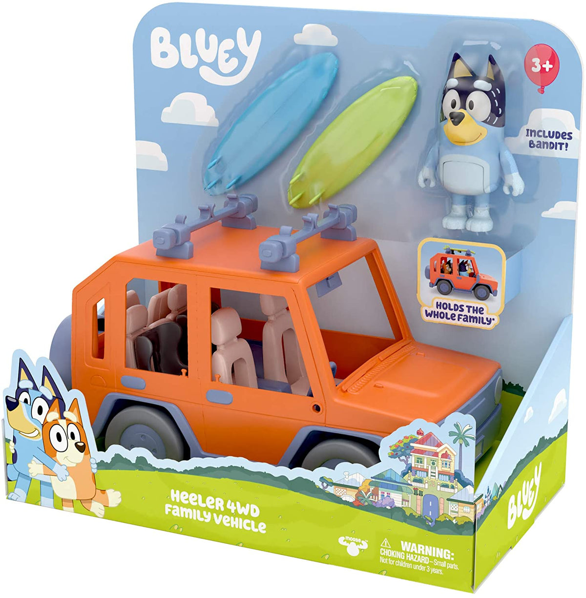 Bluey, 4WD Family Vehicle, with 1 Figure and 2 Surfboards | Customizable Car - Adventure Time | for Ages 3+ - Abesons 