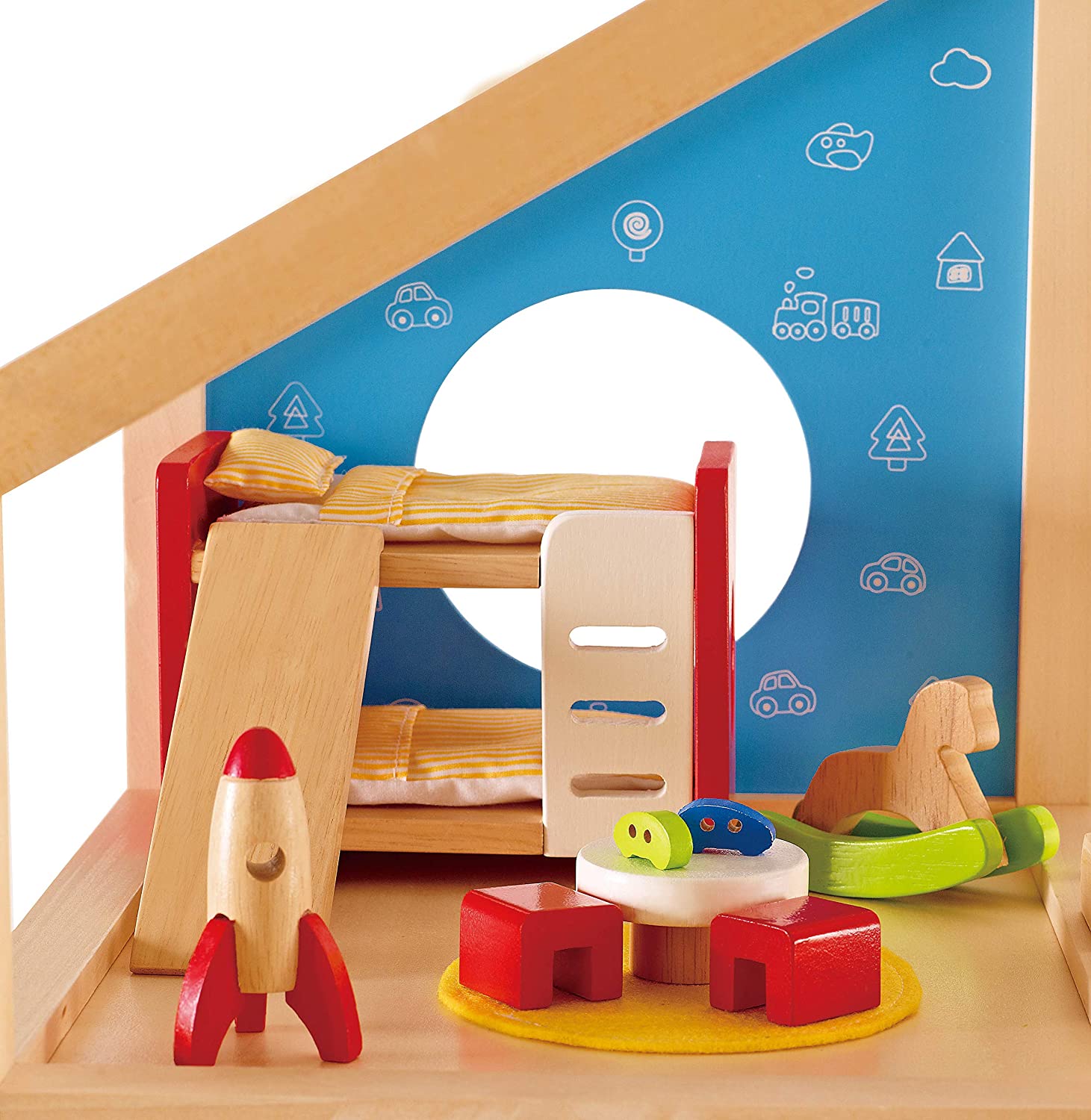 Hape Wooden Doll House Furniture Children's Room with Accessories - Abesons 